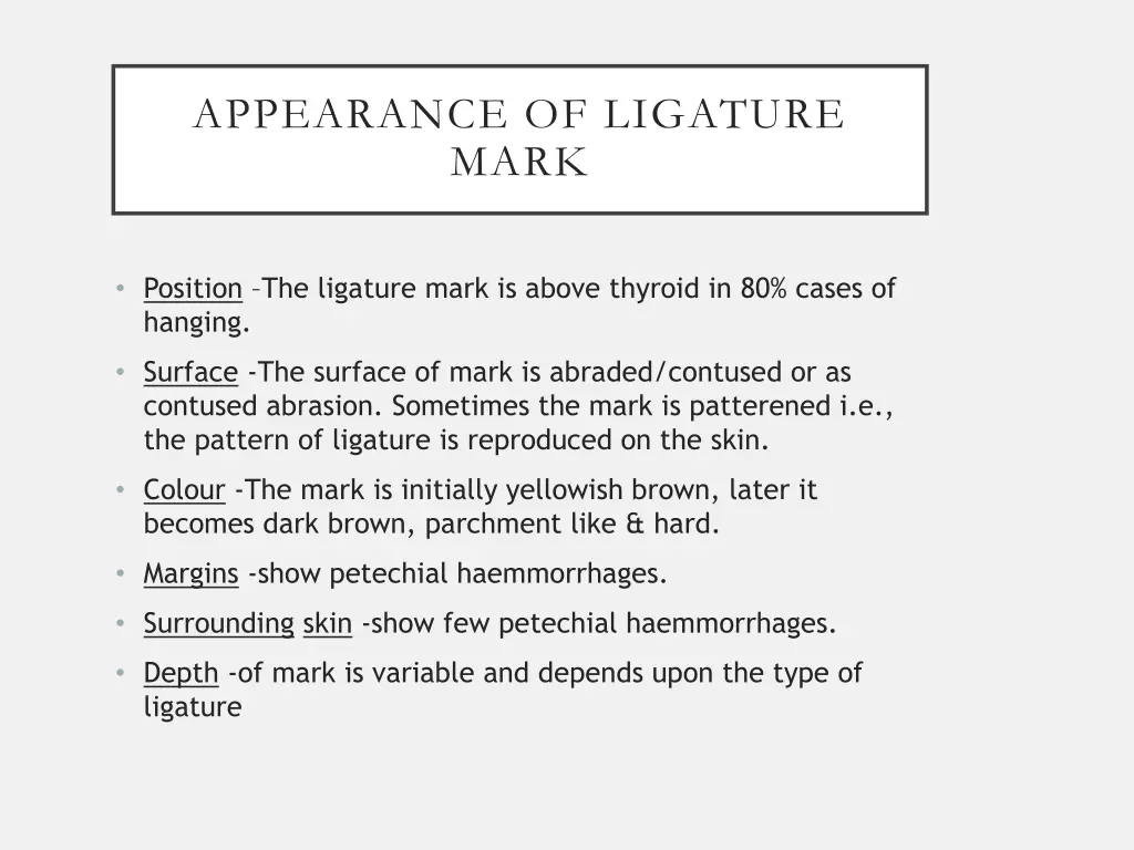 appearance of ligature mark