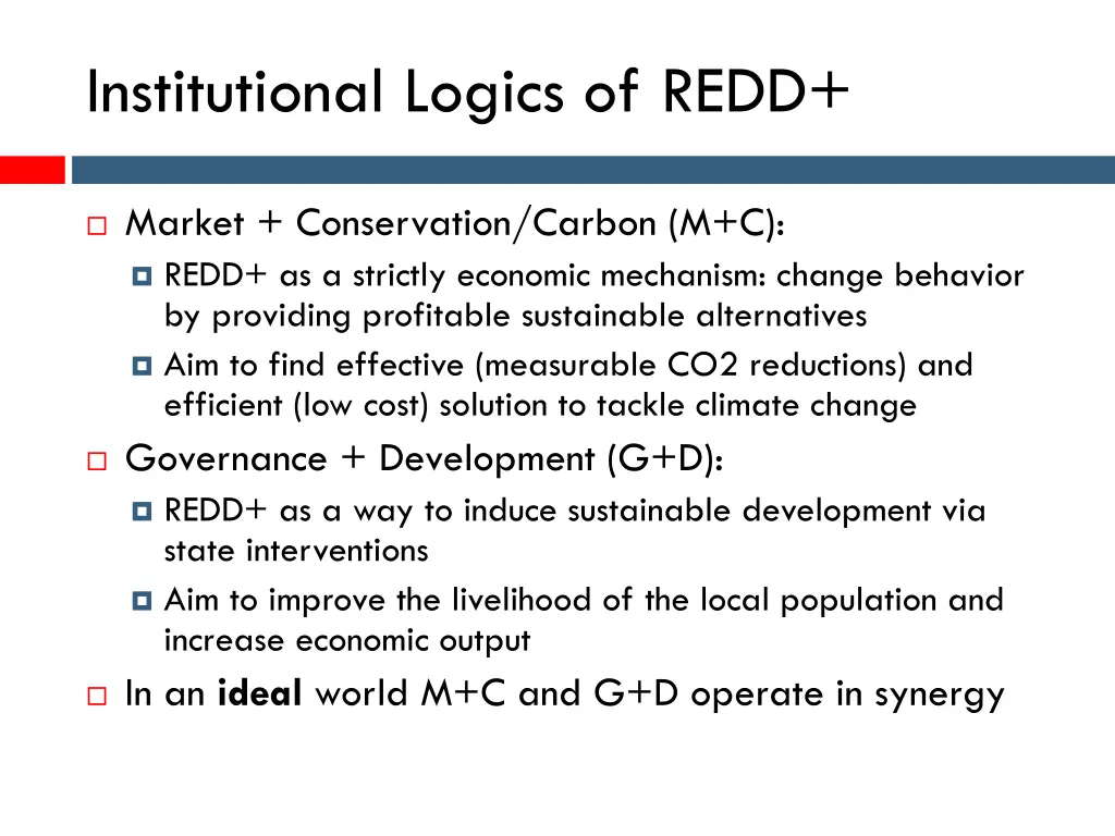 institutional logics of redd