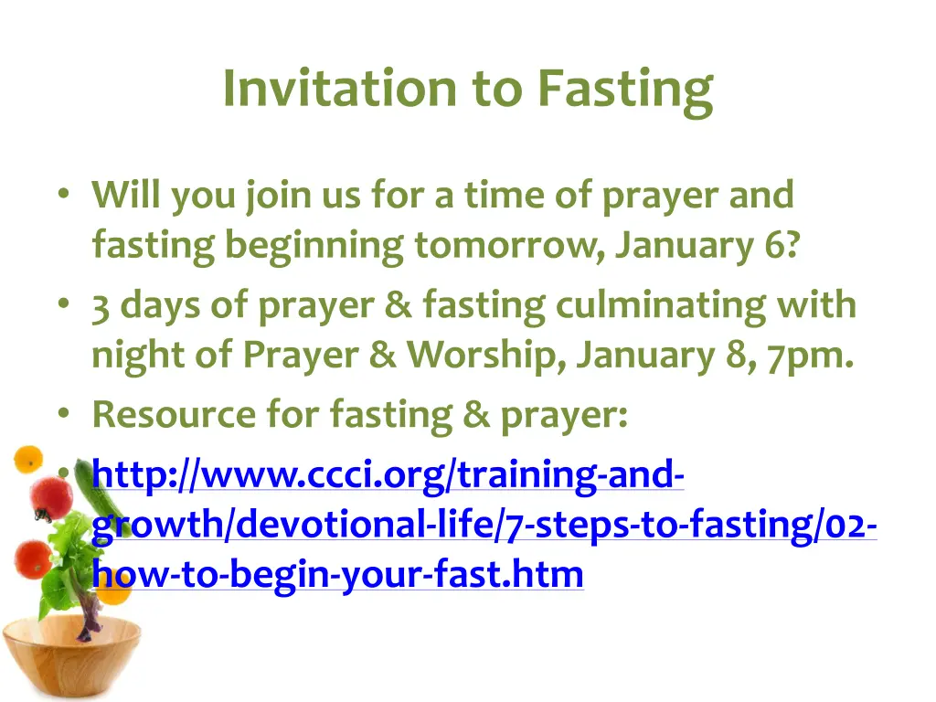 invitation to fasting