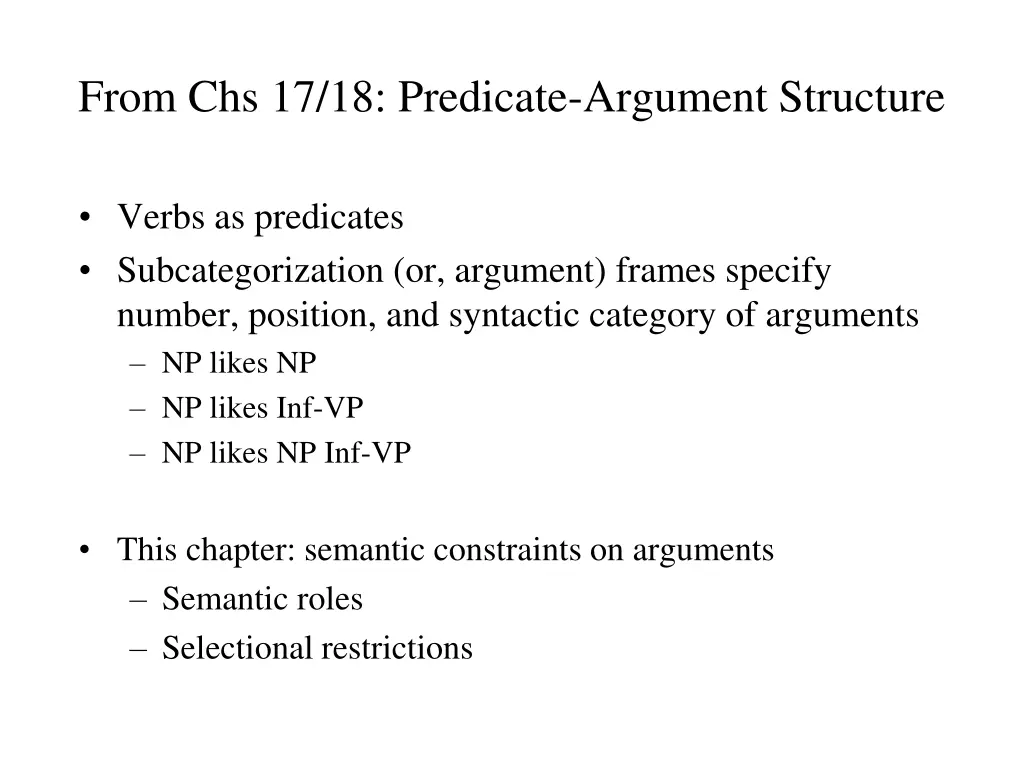 from chs 17 18 predicate argument structure