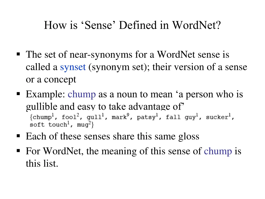 how is sense defined in wordnet