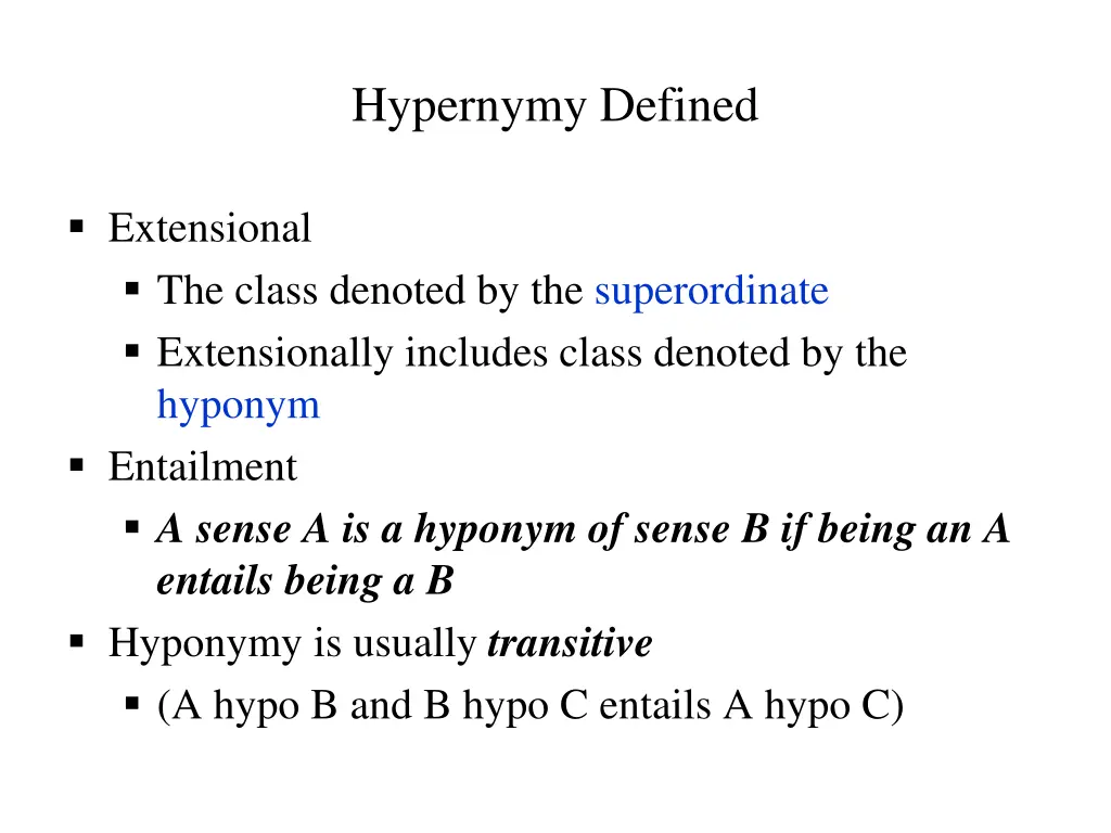 hypernymy defined