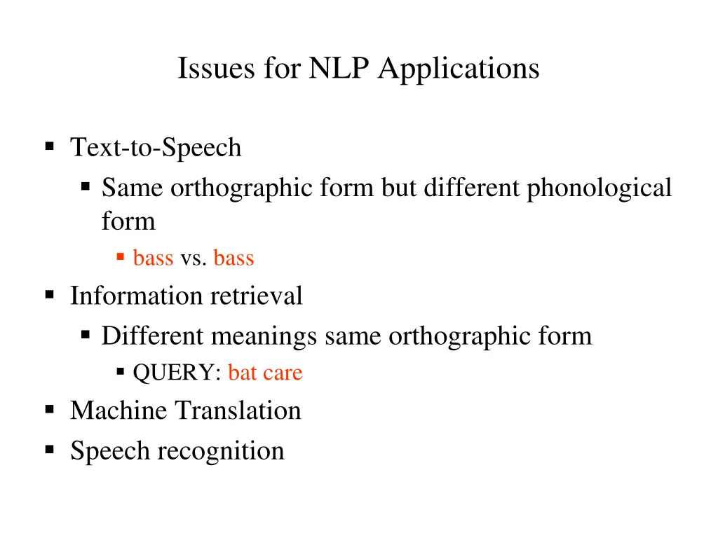 issues for nlp applications