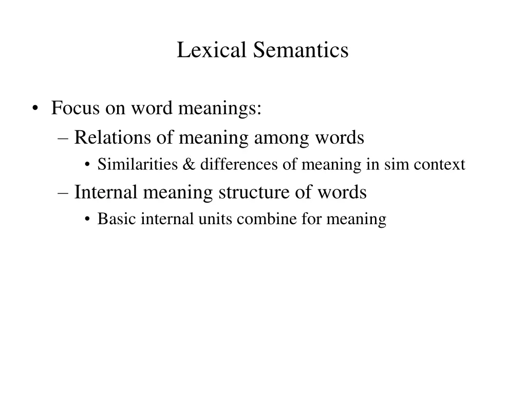 lexical semantics 1