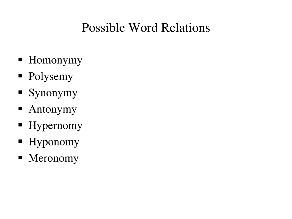 possible word relations