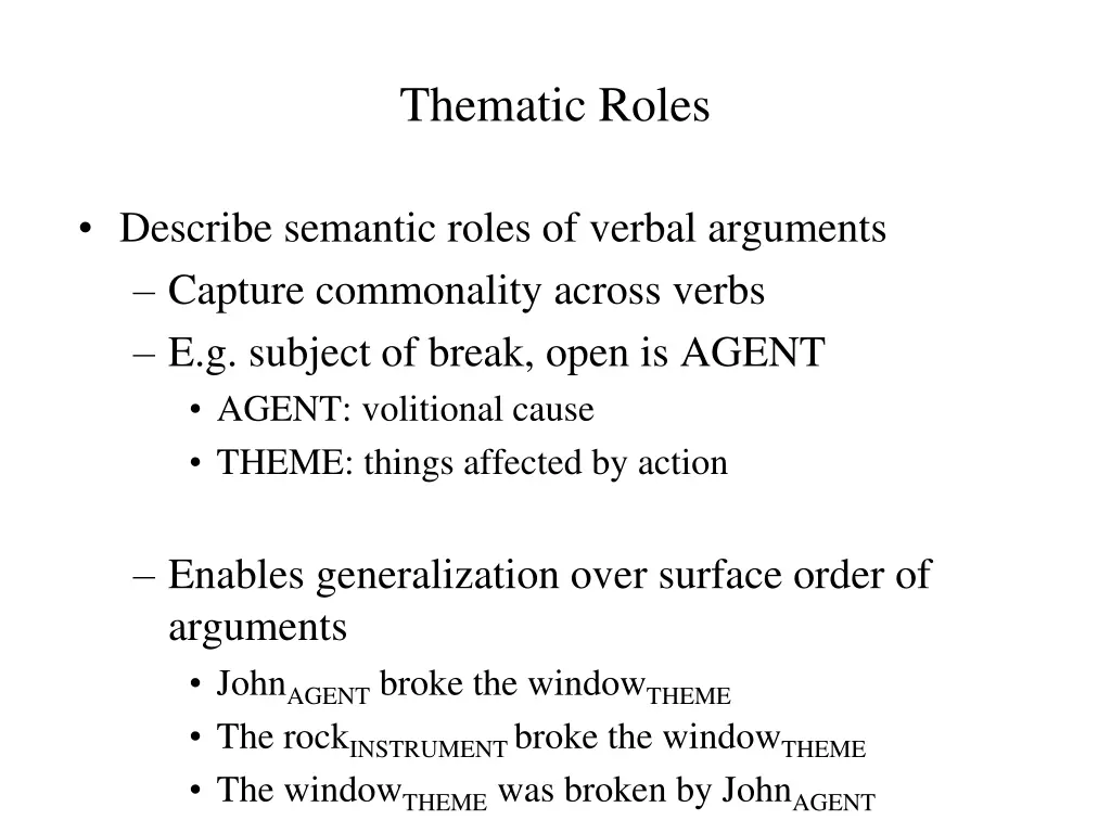 thematic roles