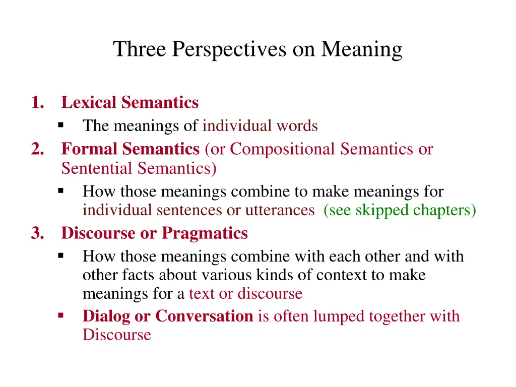 three perspectives on meaning