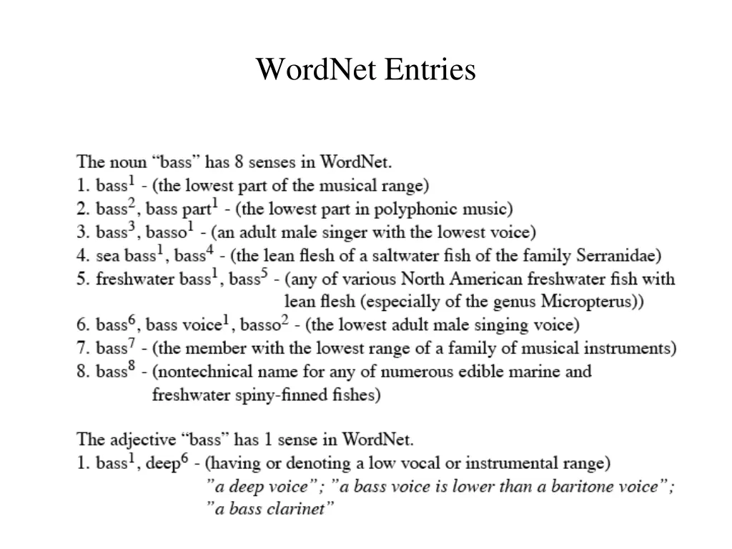 wordnet entries