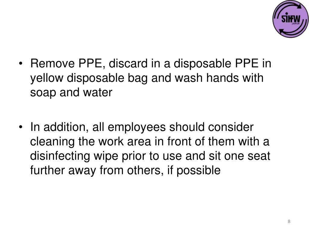 remove ppe discard in a disposable ppe in yellow