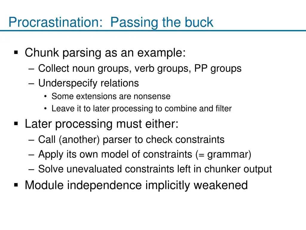 procrastination passing the buck