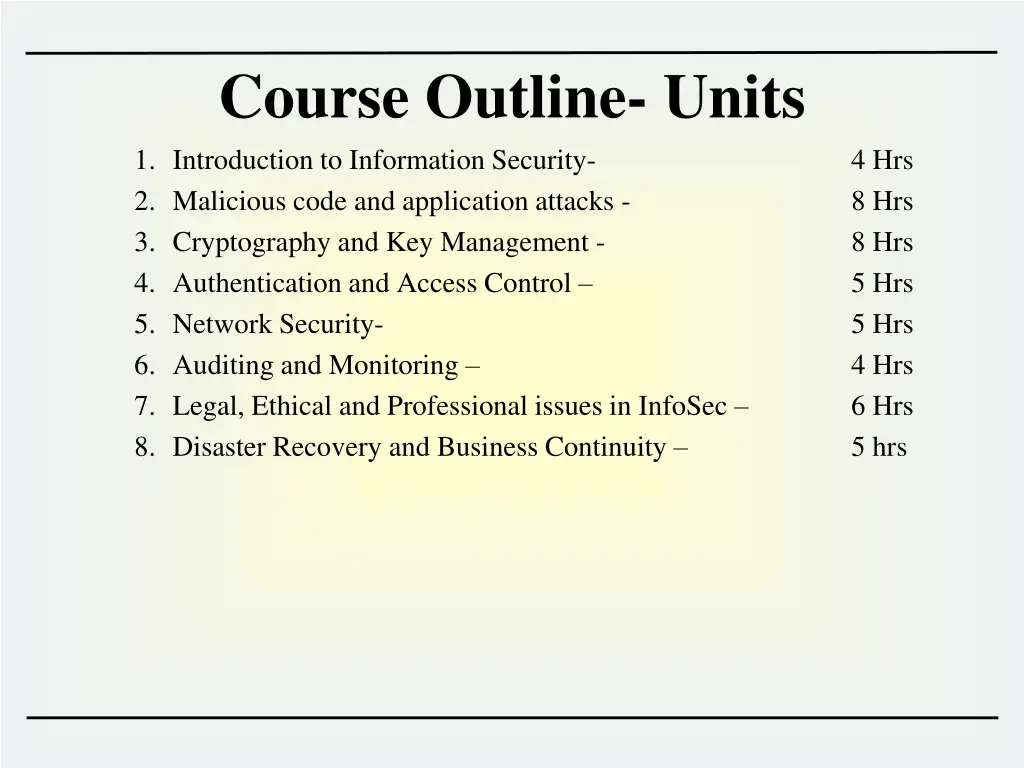 course outline units 1 introduction