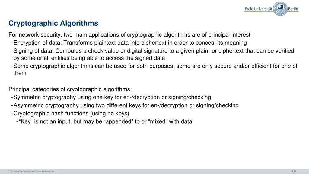 cryptographic algorithms