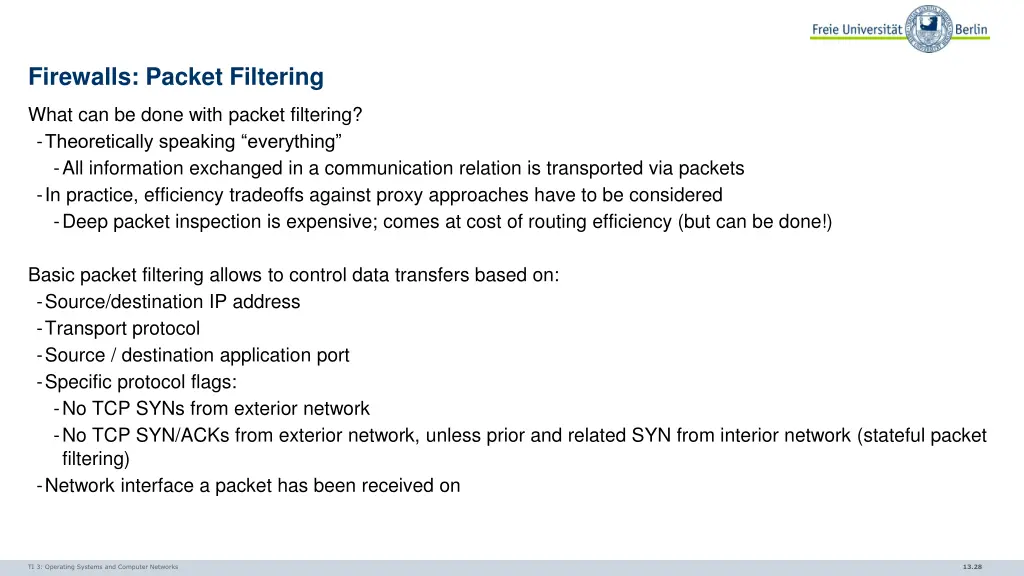 firewalls packet filtering