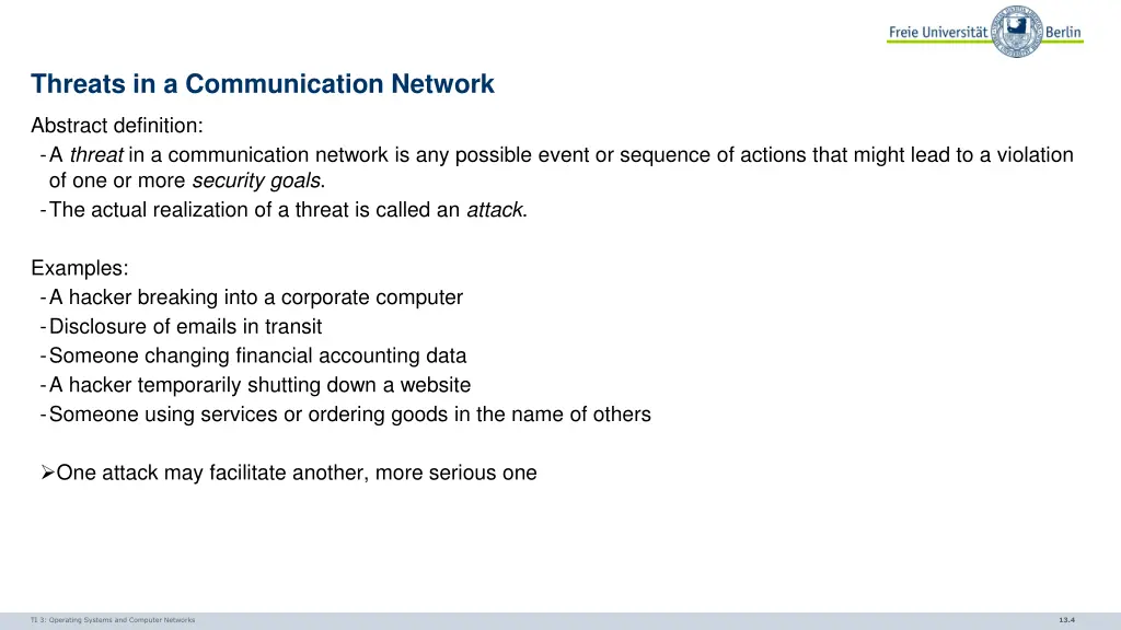 threats in a communication network