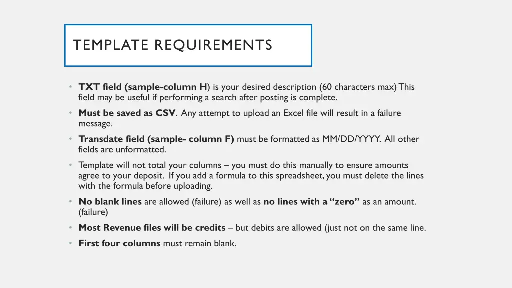 template requirements