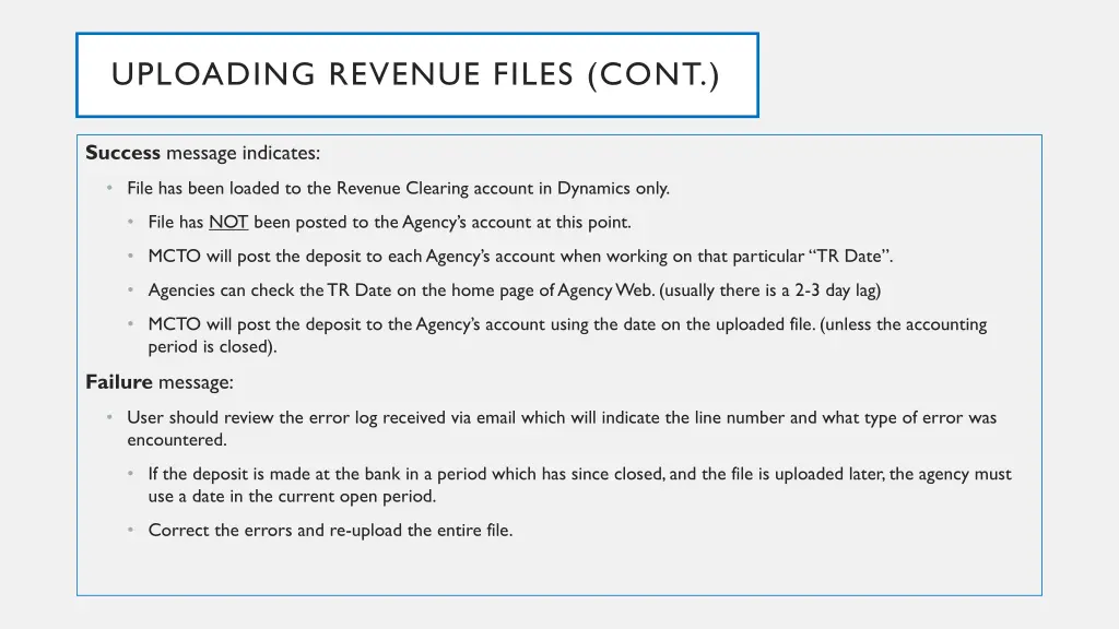 uploading revenue files cont 1