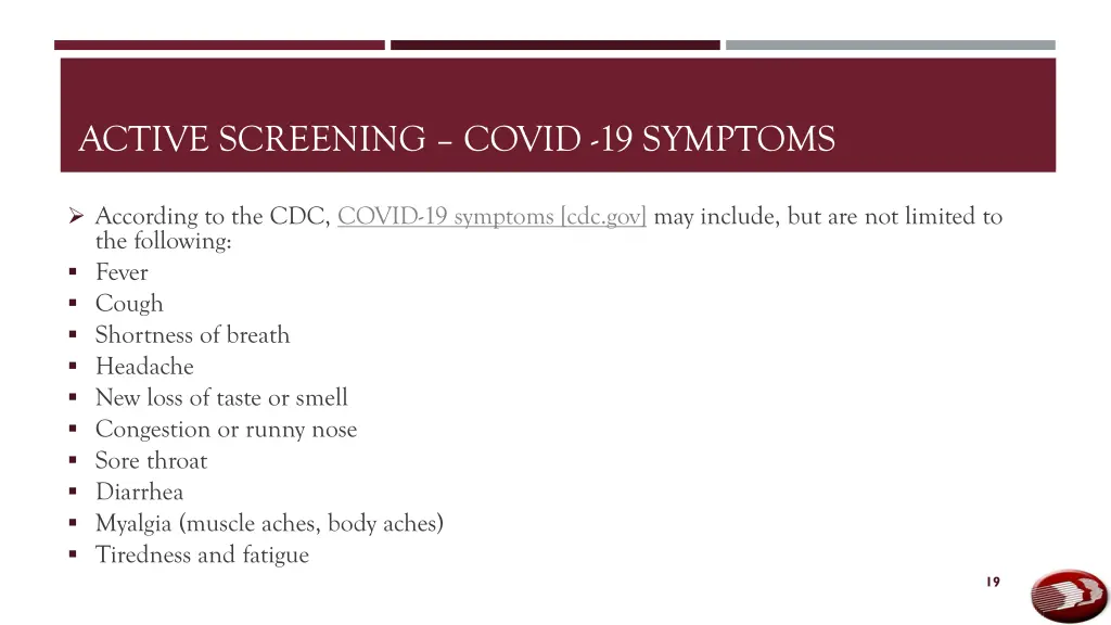 active screening covid 19 symptoms