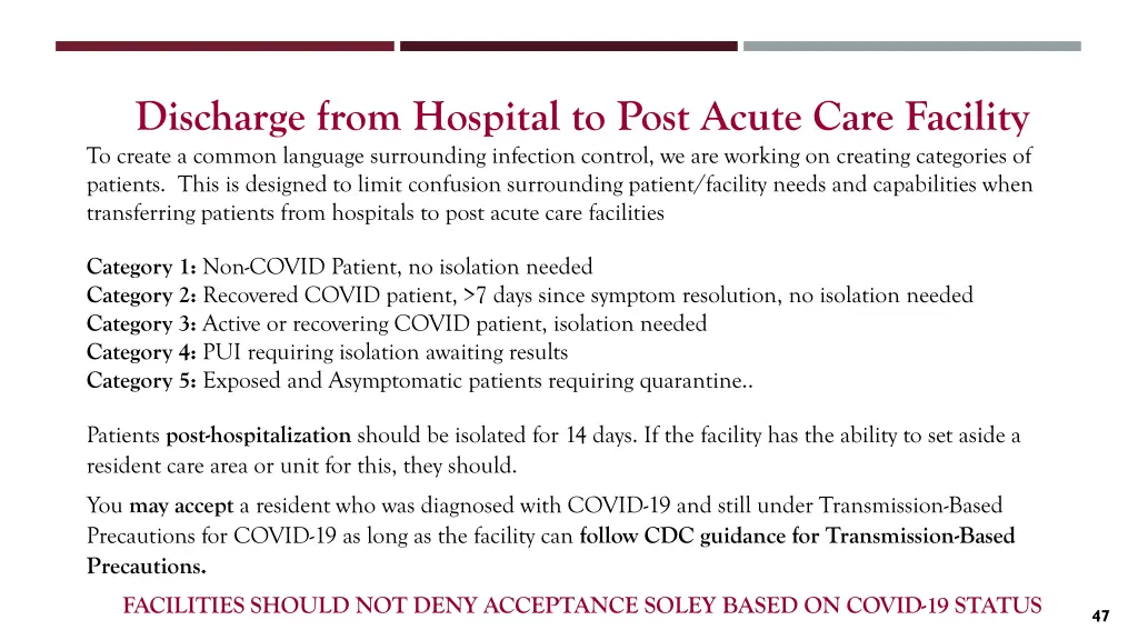 discharge from hospital to post acute care