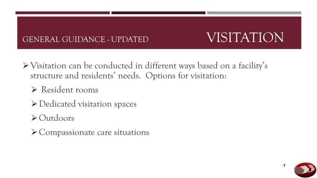 general guidance updated visitation