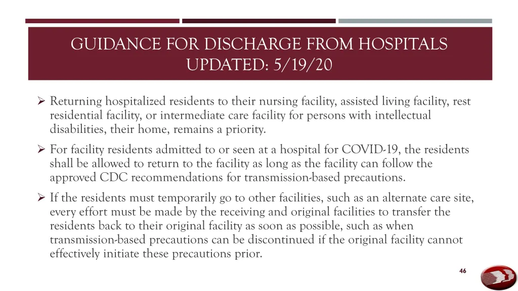 guidance for discharge from hospitals updated