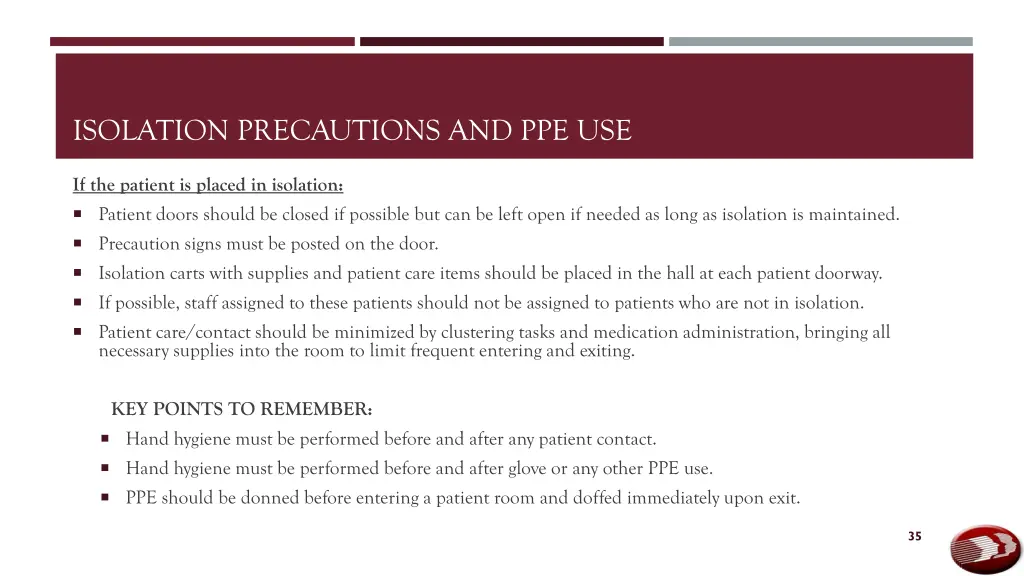 isolation precautions and ppe use