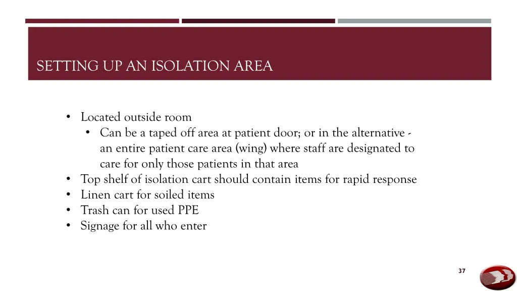 setting up an isolation area 1