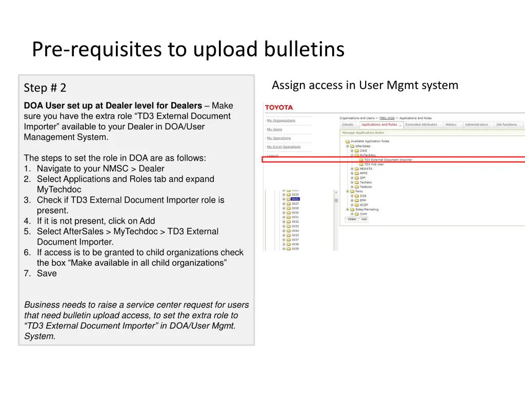 pre requisites to upload bulletins 1