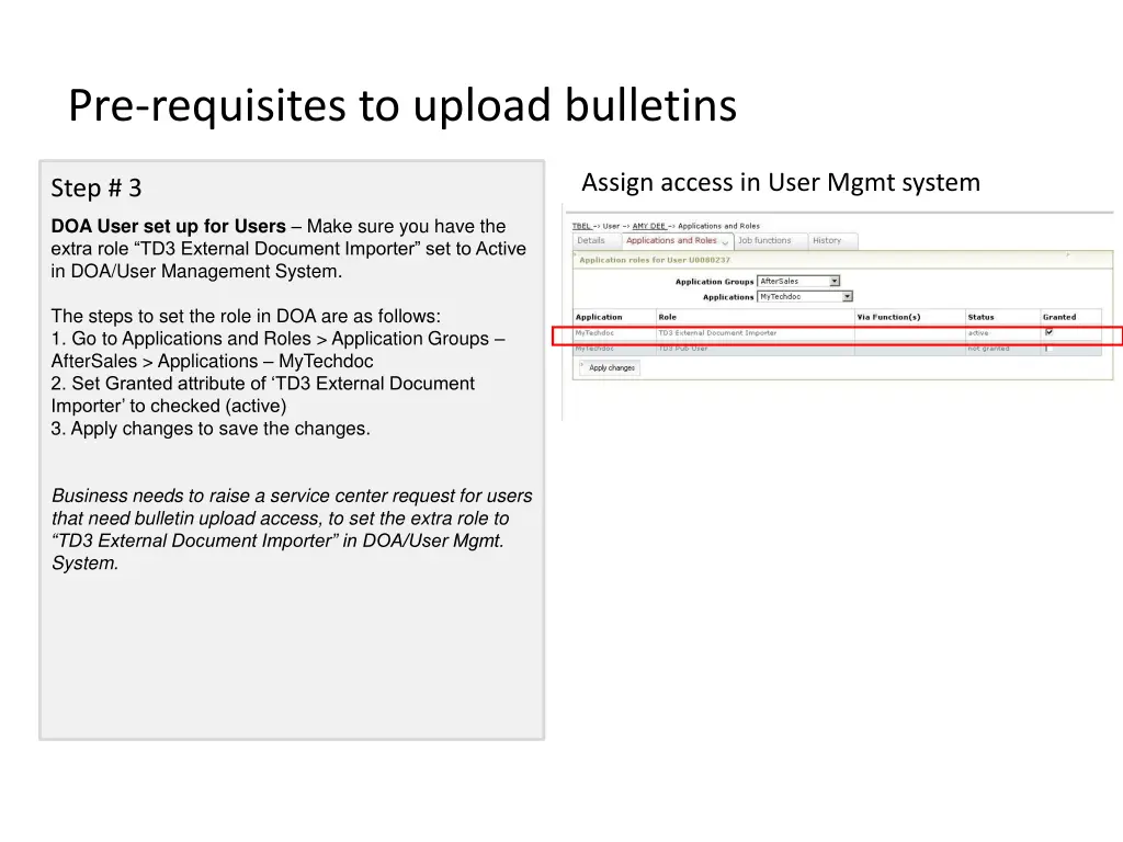 pre requisites to upload bulletins 2