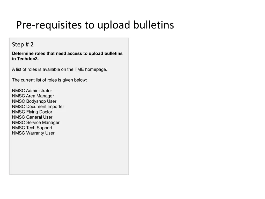 pre requisites to upload bulletins 3