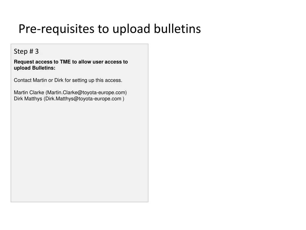 pre requisites to upload bulletins 4