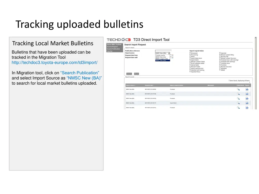 tracking uploaded bulletins