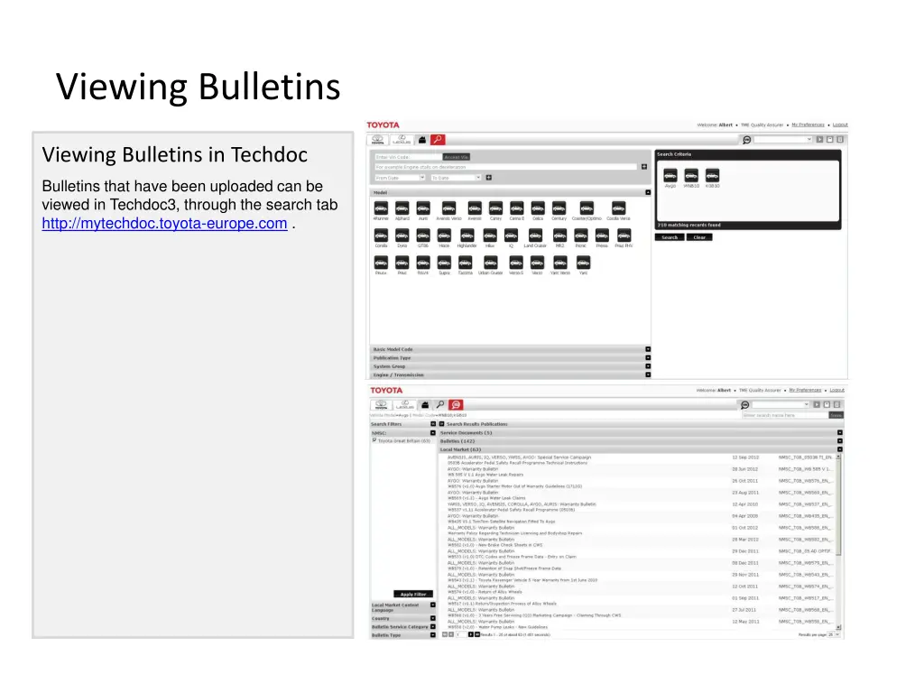 viewing bulletins