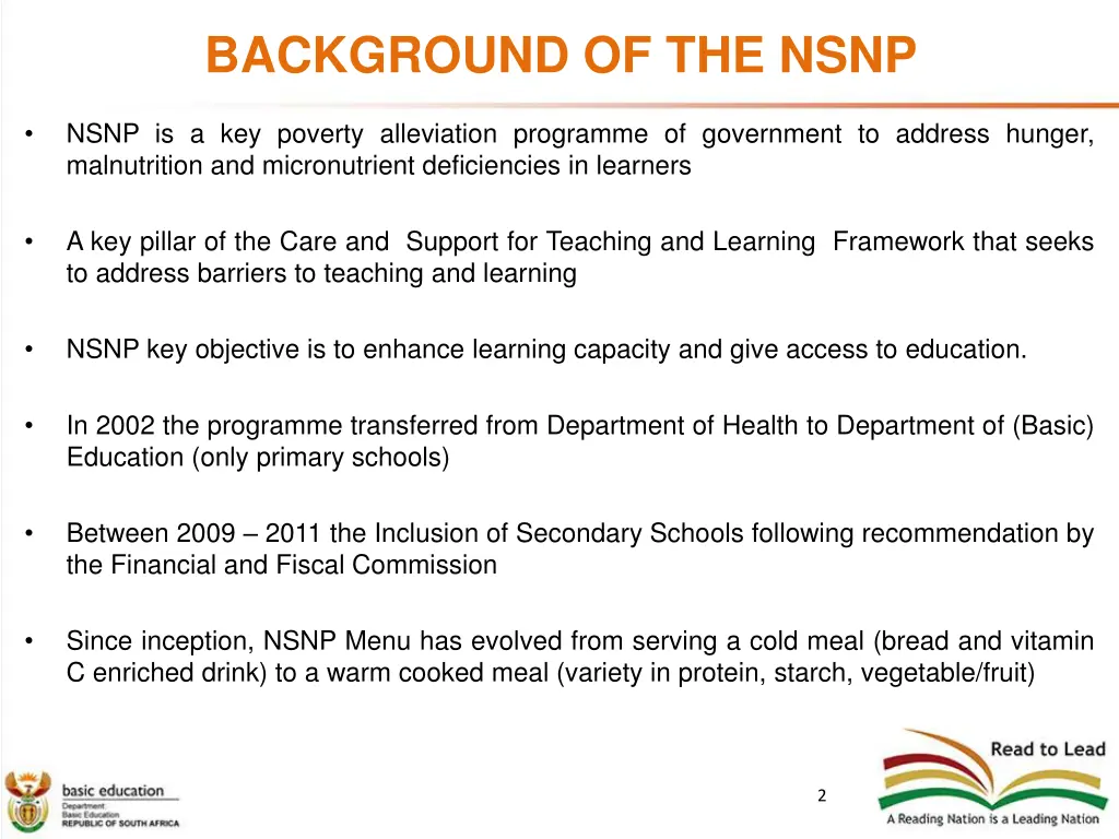 background of the nsnp