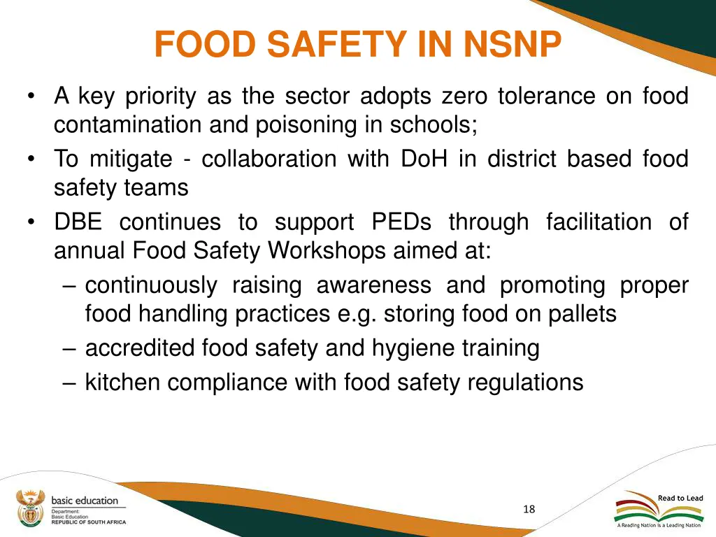 food safety in nsnp