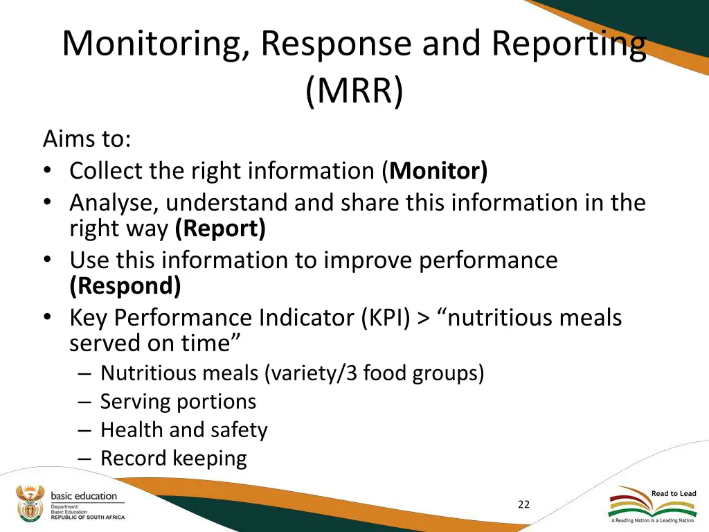 monitoring response and reporting mrr