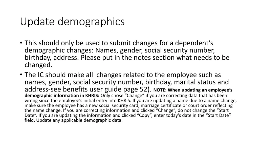 update demographics