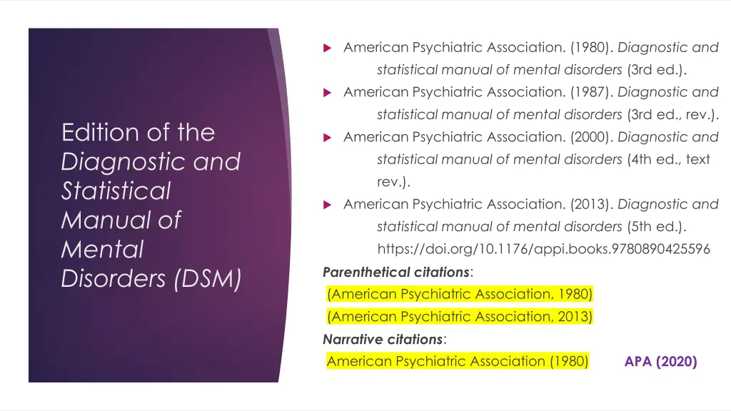 american psychiatric association 1980 diagnostic