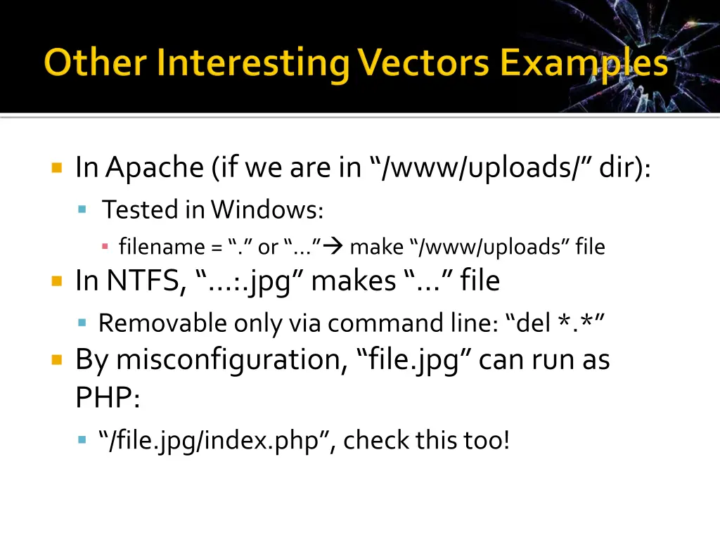 in apache if we are in www uploads dir tested