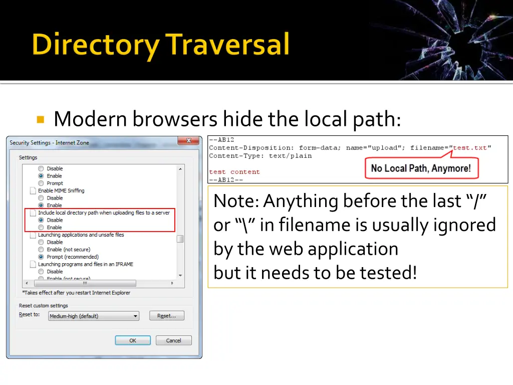 modern browsers hide the local path