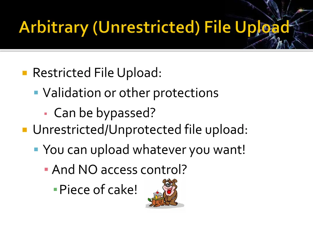 restricted file upload validation or other