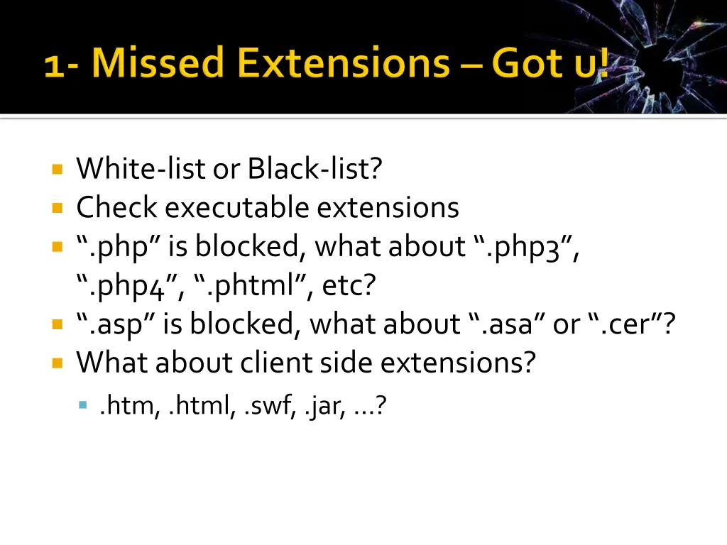 white list or black list check executable