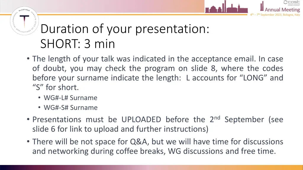 duration of your presentation short