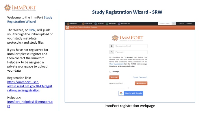 study registration wizard srw