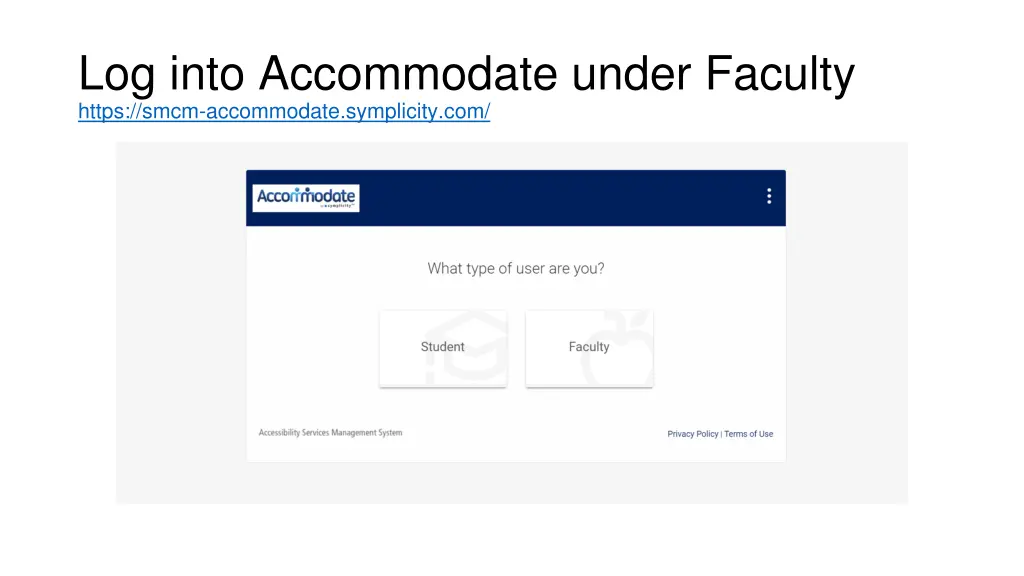 log into accommodate under faculty https smcm