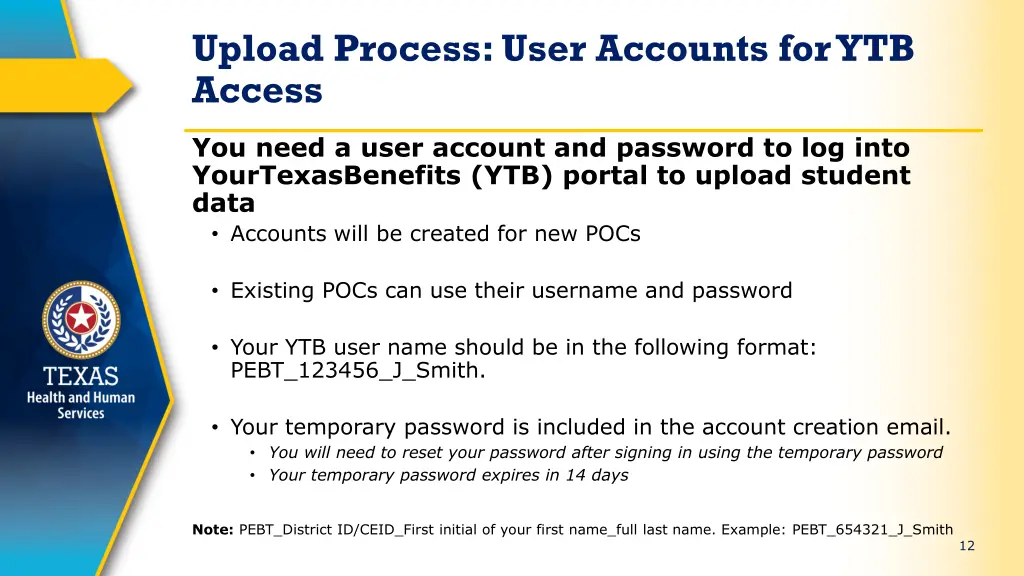 upload process user accounts for ytb access