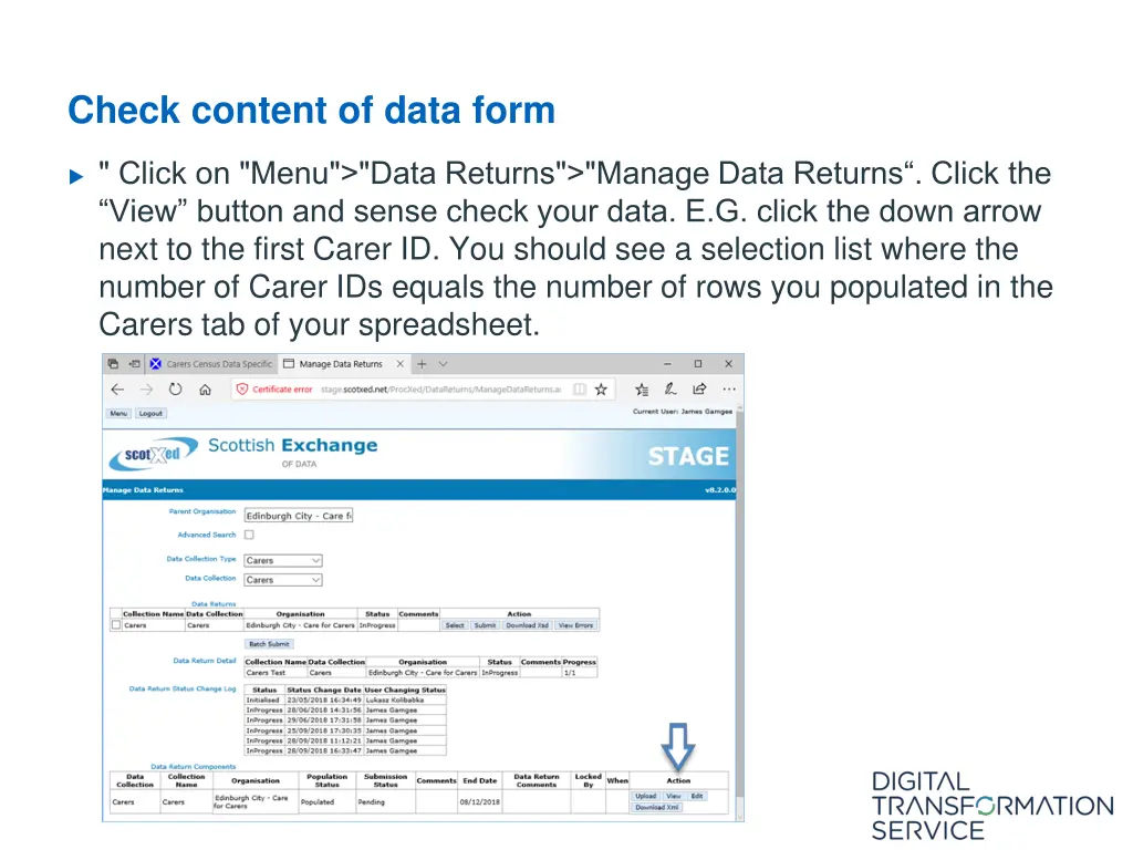 check content of data form