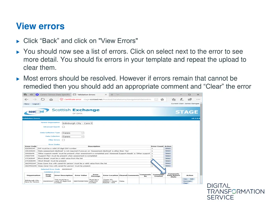 view errors