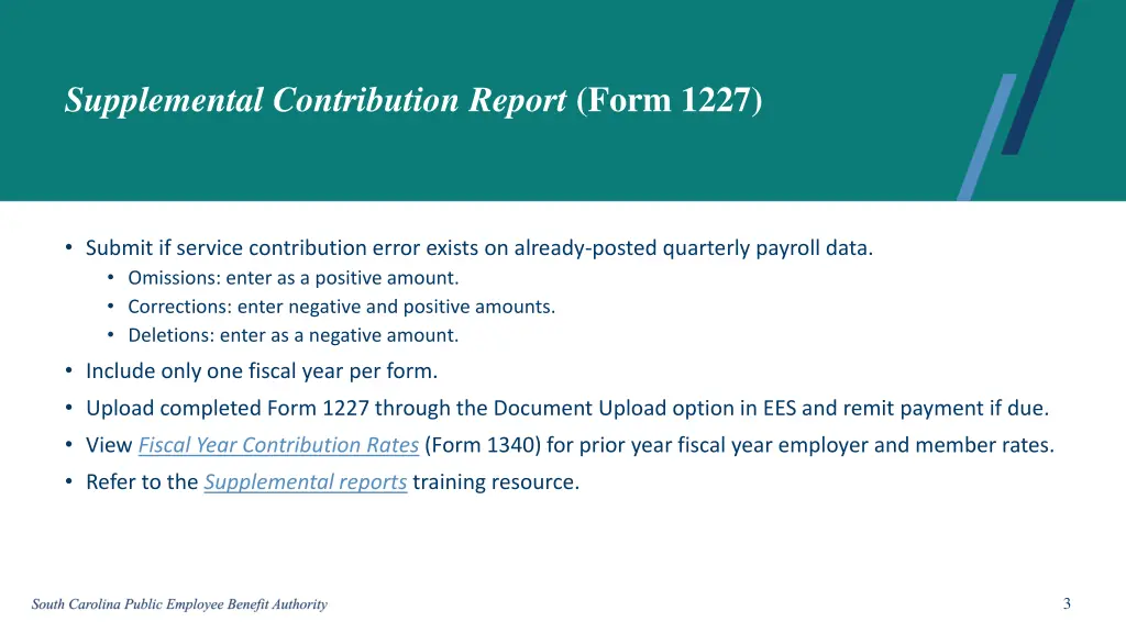 supplemental contribution report form 1227