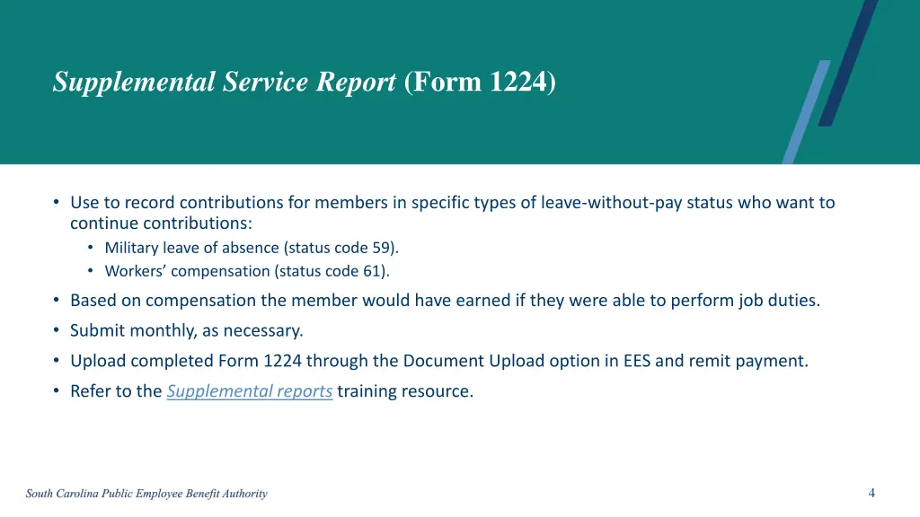 supplemental service report form 1224