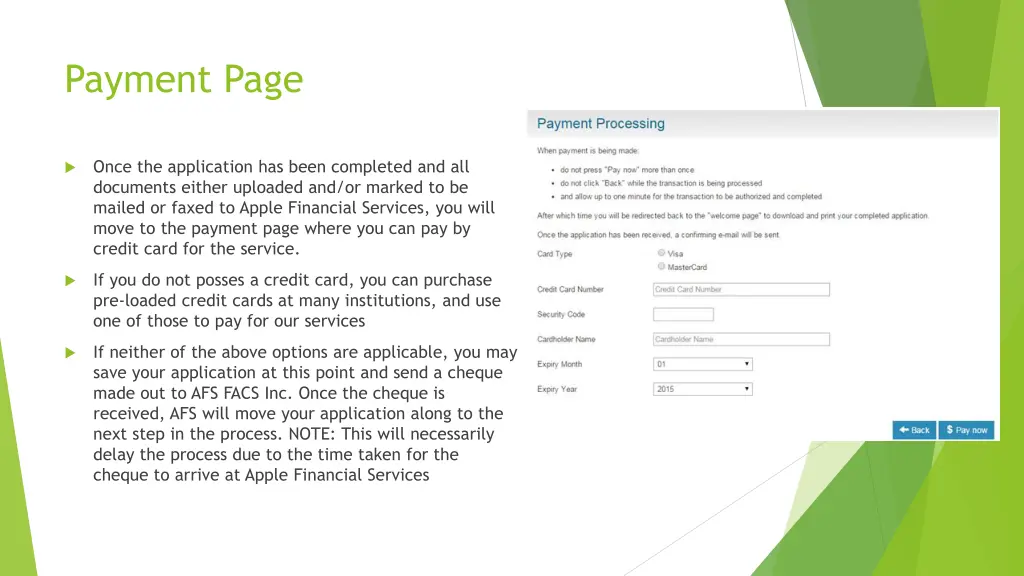 payment page